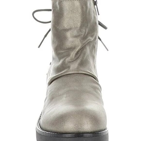 FLY LONDON-Bust-Grey/Ground Leather Ankle Boots-Side Zip-Corset Back-Sz 36-6-NEW - Picture 3 of 7